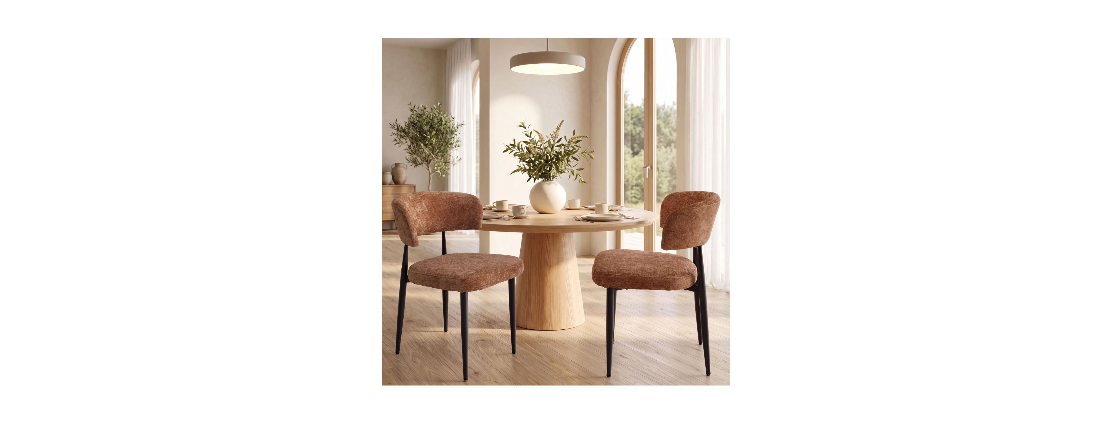 Streamdale Furniture Modern Chenille Dining Chairs, Set of 2