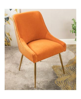 Velvet Dining Chair with Gold Legs, Modern Upholstered Accent Chair