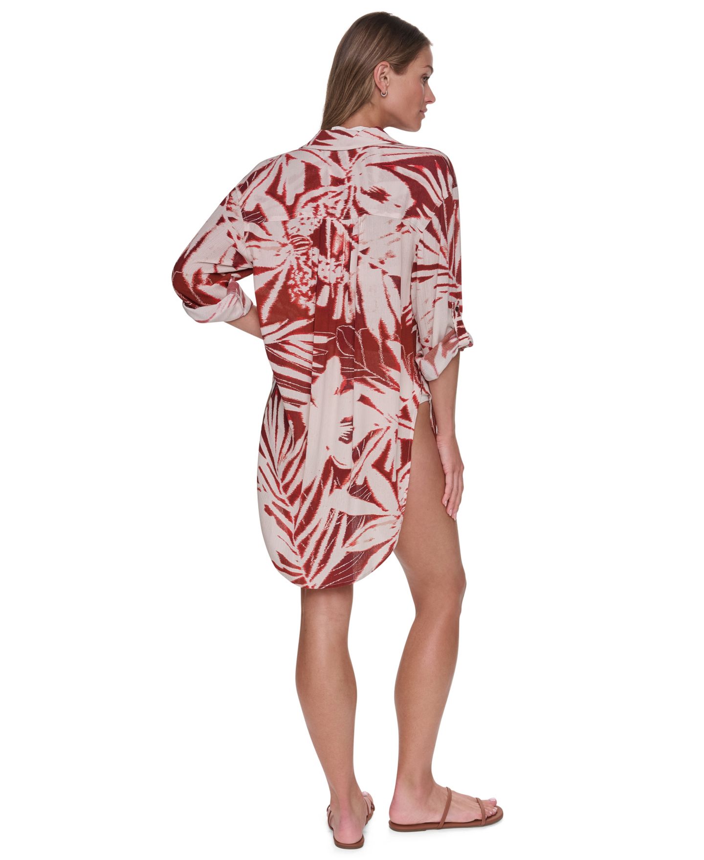 Женская рубашка DKNY Gauze Collared Button-Front Beach, цвет: Чёрный — фото 25