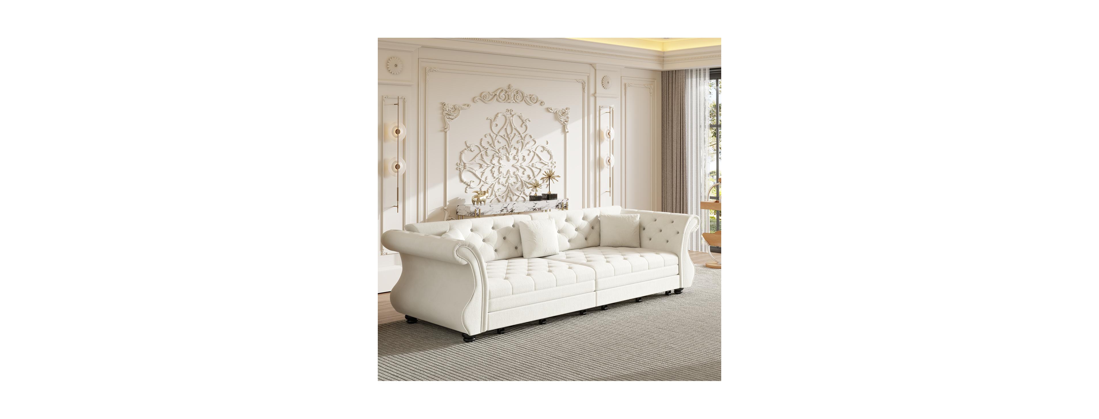 Streamdale Furniture 97.6" Oversized Chesterfield Velvet Pull Out Sofa Bed