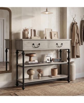 40 Inch Modern Industrial Console Table with 2 Drawers