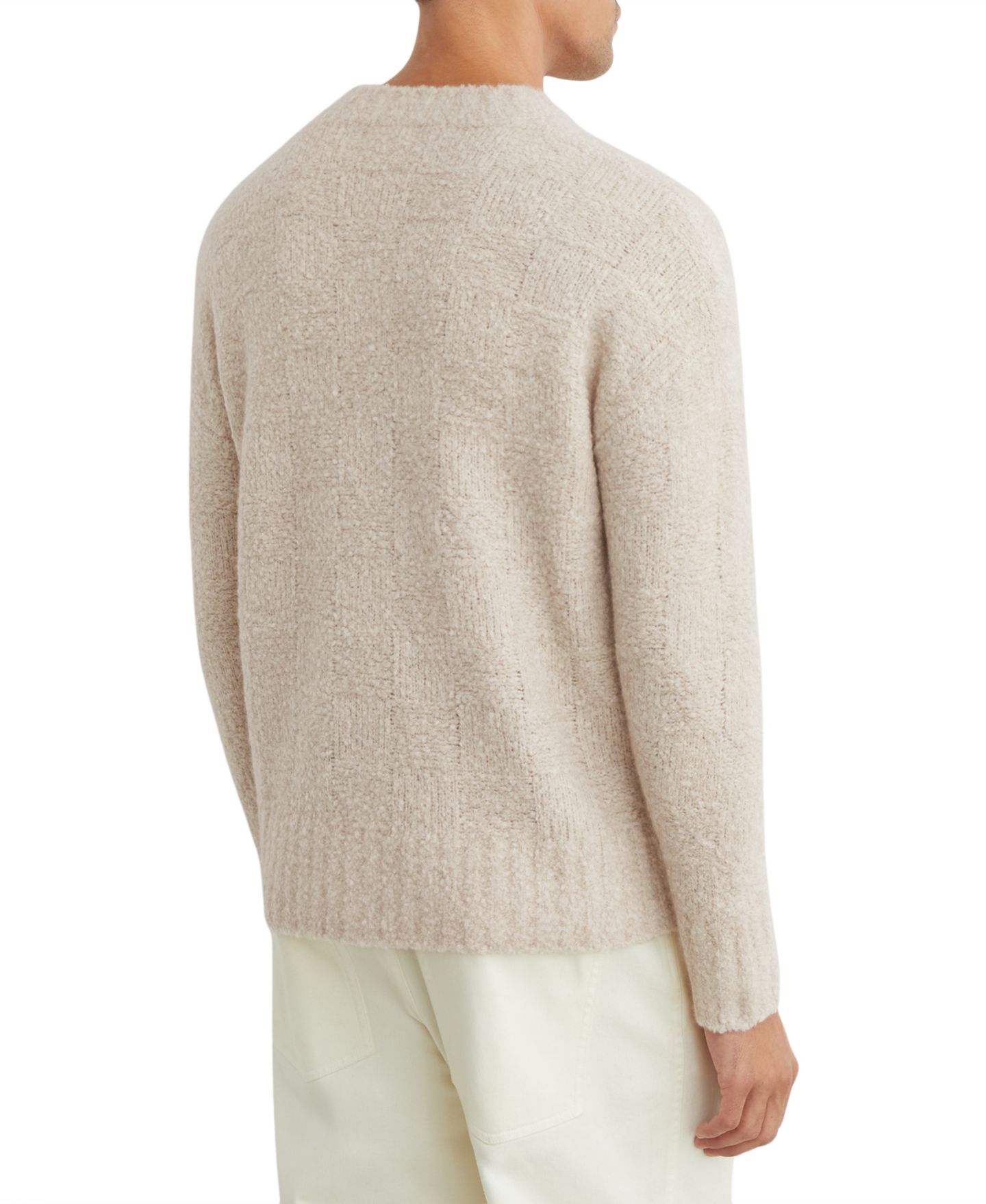 Мужской свитер REISS Clarence Wool-Cashmere Blend Bouclé Knit Crewneck, цвет: Экрю — фото 2
