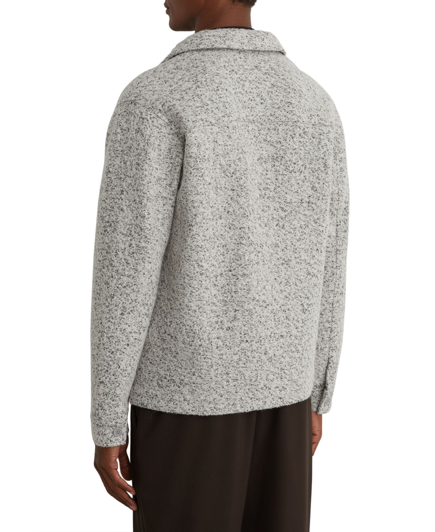 Мужская рубашка REISS Kingsley Long-Sleeve Speckled-Bouclé Classic-Fit Overshirt, цвет: Серый / Белый — фото 2