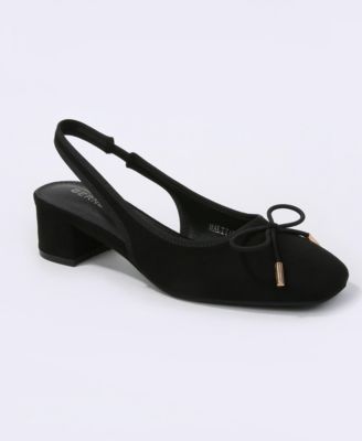 Maliyah Bow Accent Block Heel Slingback Pumps