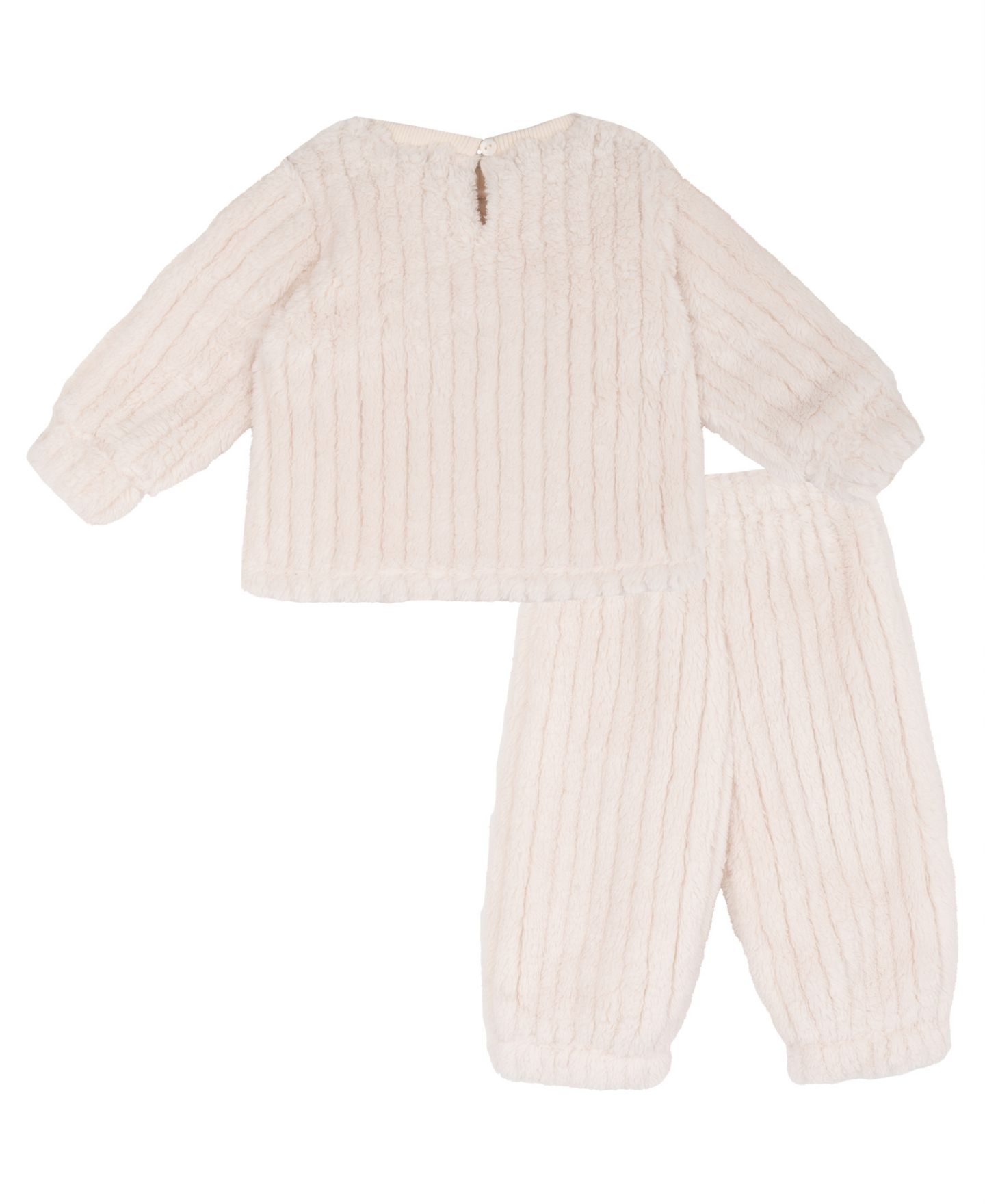 Rare Editions Baby Girls' Teddy Bear Applique Sherpa Long-Sleeve Sweatshirt and Joggers, 2-Piece Set, цвет: Слоновая кость — фото 3