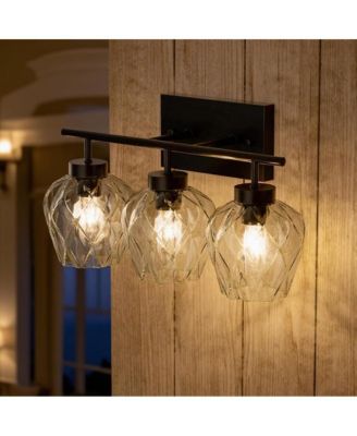 Metal 3 Light Wall Sconce with Clear Glass Shade E26 Fixture