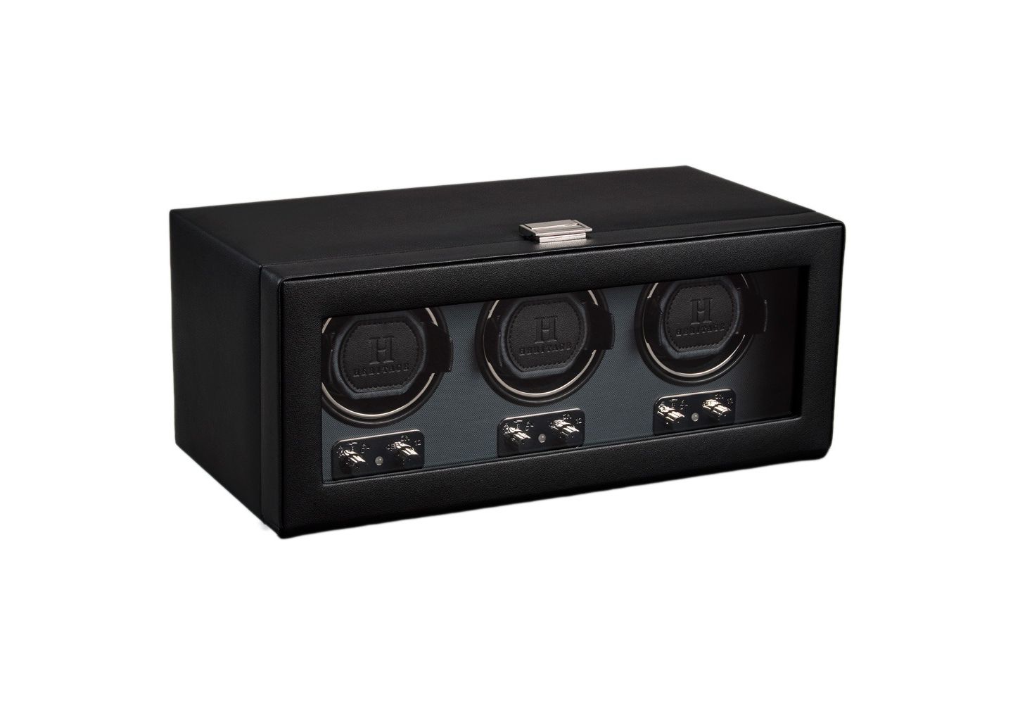 WOLF Heritage Belgrave Triple Watch Winder, Faux Leather, 52 mm, цвет: Чёрный — фото 5