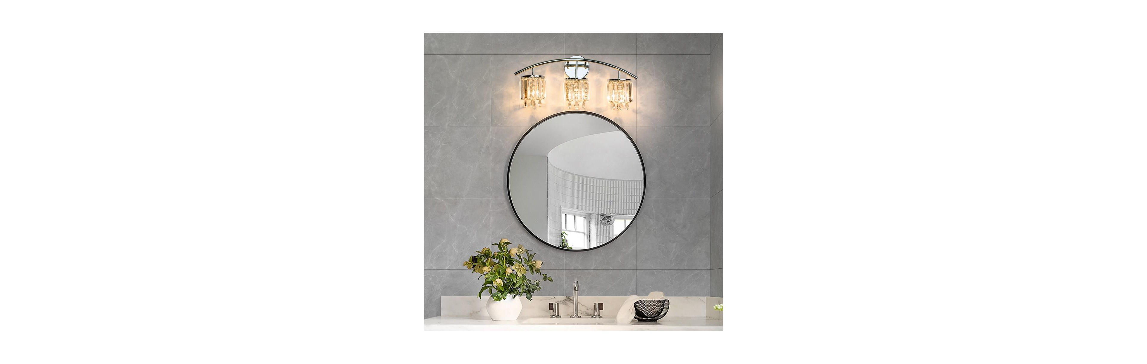 Busdays Luxury 3 Light Crystal Wall Sconce Vanity Light with Clear Crystal Strands