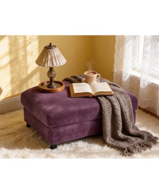 Corduroy Upholstered Rectangle Ottoman
