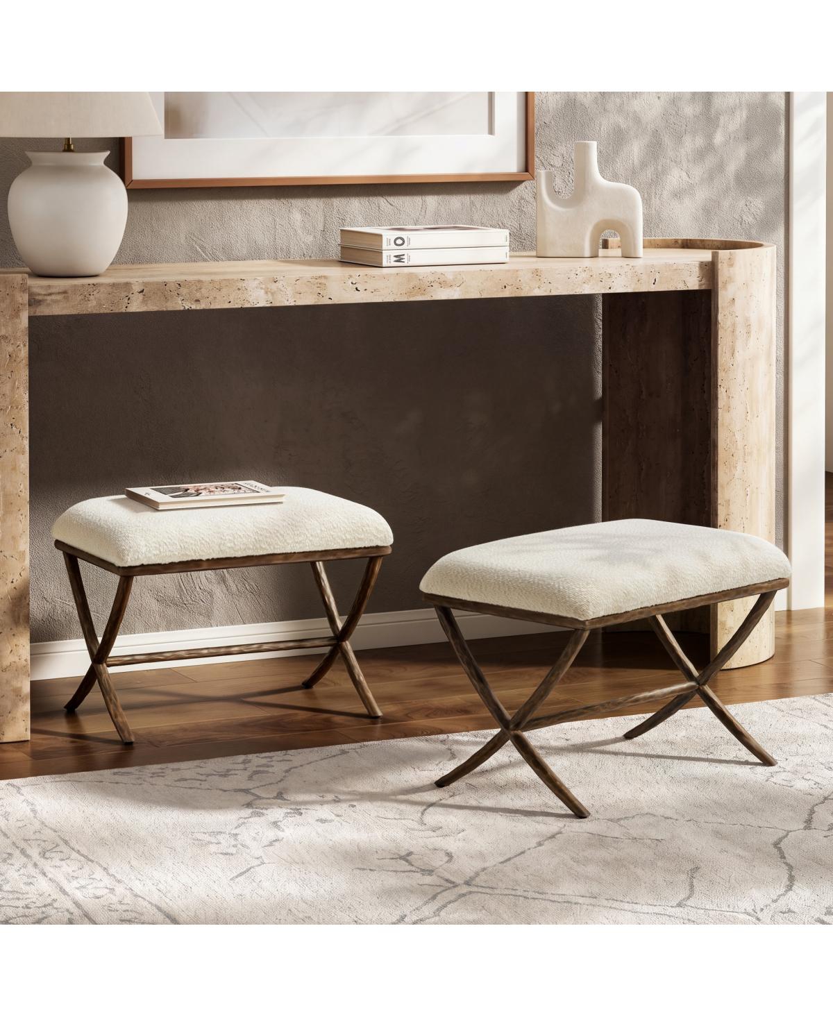 Streamdale Furniture 24.5" Modern Upholstered X-Base Ottoman with Metal Legs