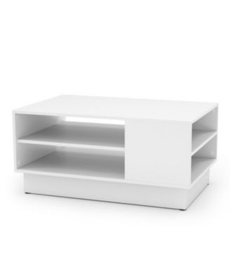 Engineered Wood Coffee Table with 2-Tier Storage Shelves