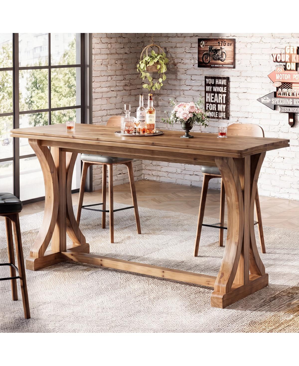 Tribesigns 62.9" Solid Wood Pub Bar Table with X-Legs