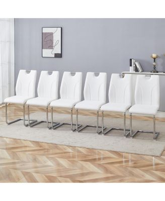 PU Dining Chair Set of 6 with Metal Legs