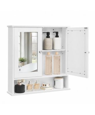Wall Mounted Bathroom Cabinet with Mirror Door and Enclosed Storage