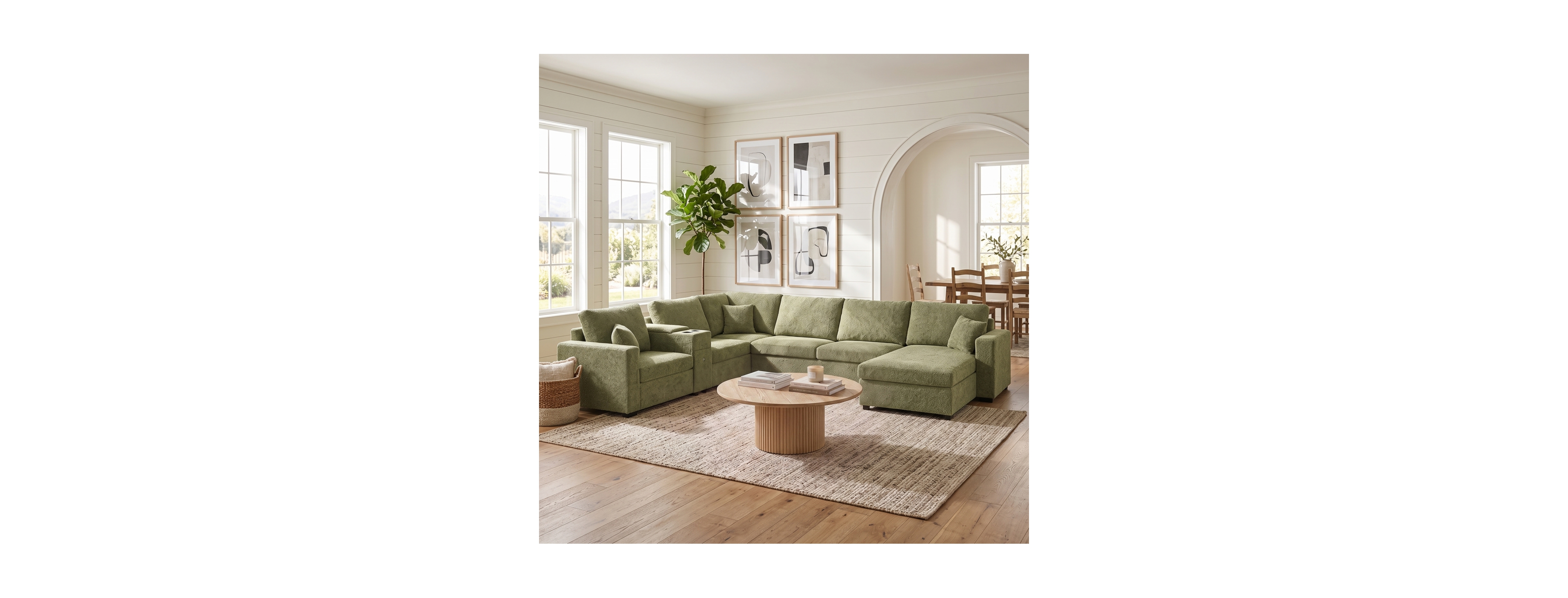 Streamdale Furniture 5-Seat Modular U-Shape Sectional Sofa with Storage and Cup Holders