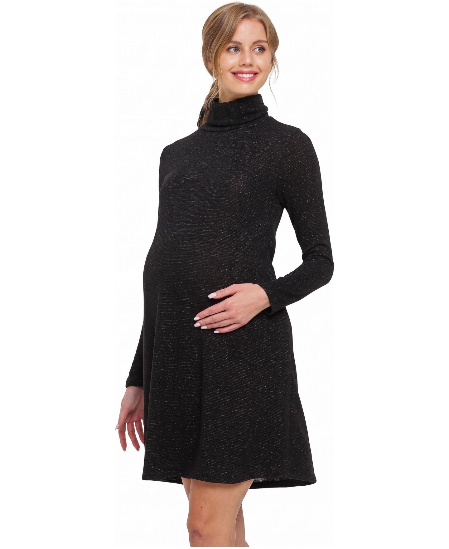 Женское платье Hello Miz Maternity Turtleneck Shimmer, цвет: Чёрный — фото 2