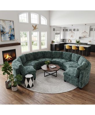 6-Seater Curved Modular Chenille Sectional Sofa