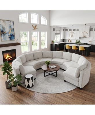 6-Seater Curved Modular Chenille Sectional Sofa