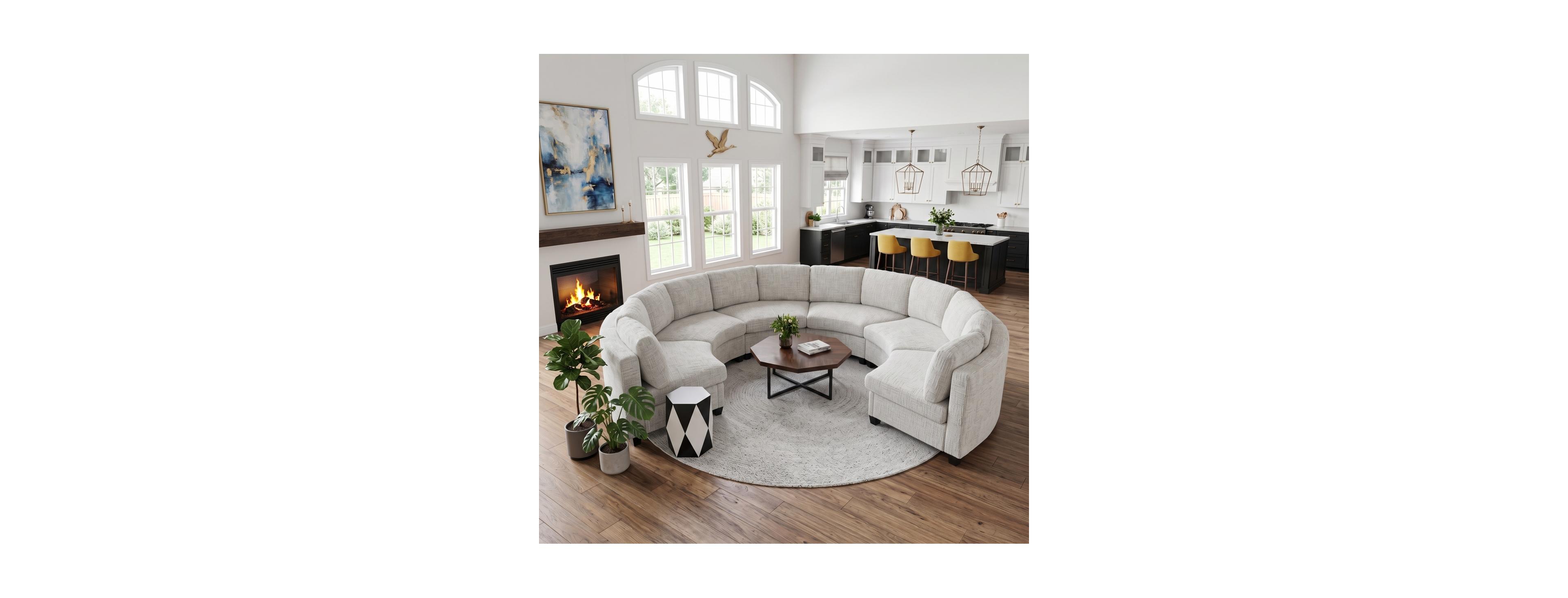 Streamdale Furniture 6-Seater Curved Modular Chenille Sectional Sofa