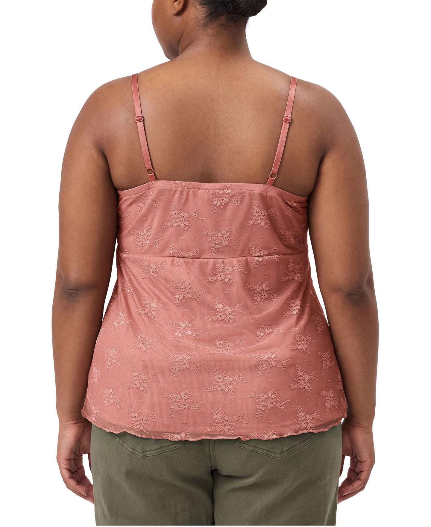 Женский топ Torrid Plus Size Lace Sweetheart Sleeveless Camisole, цвет: Светлый красное дерево — фото 3