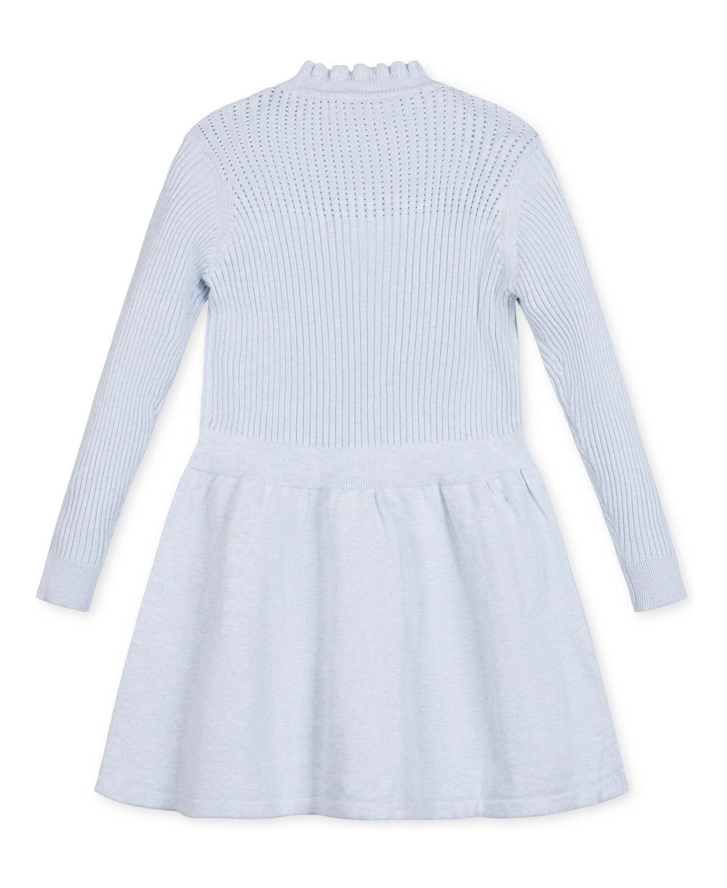 Платье Hope & Henry Organic Cotton Half-Zip Ruffle-Neck Sweater Dress для девочек, цвет: Светлый синий меланжевый — фото 2