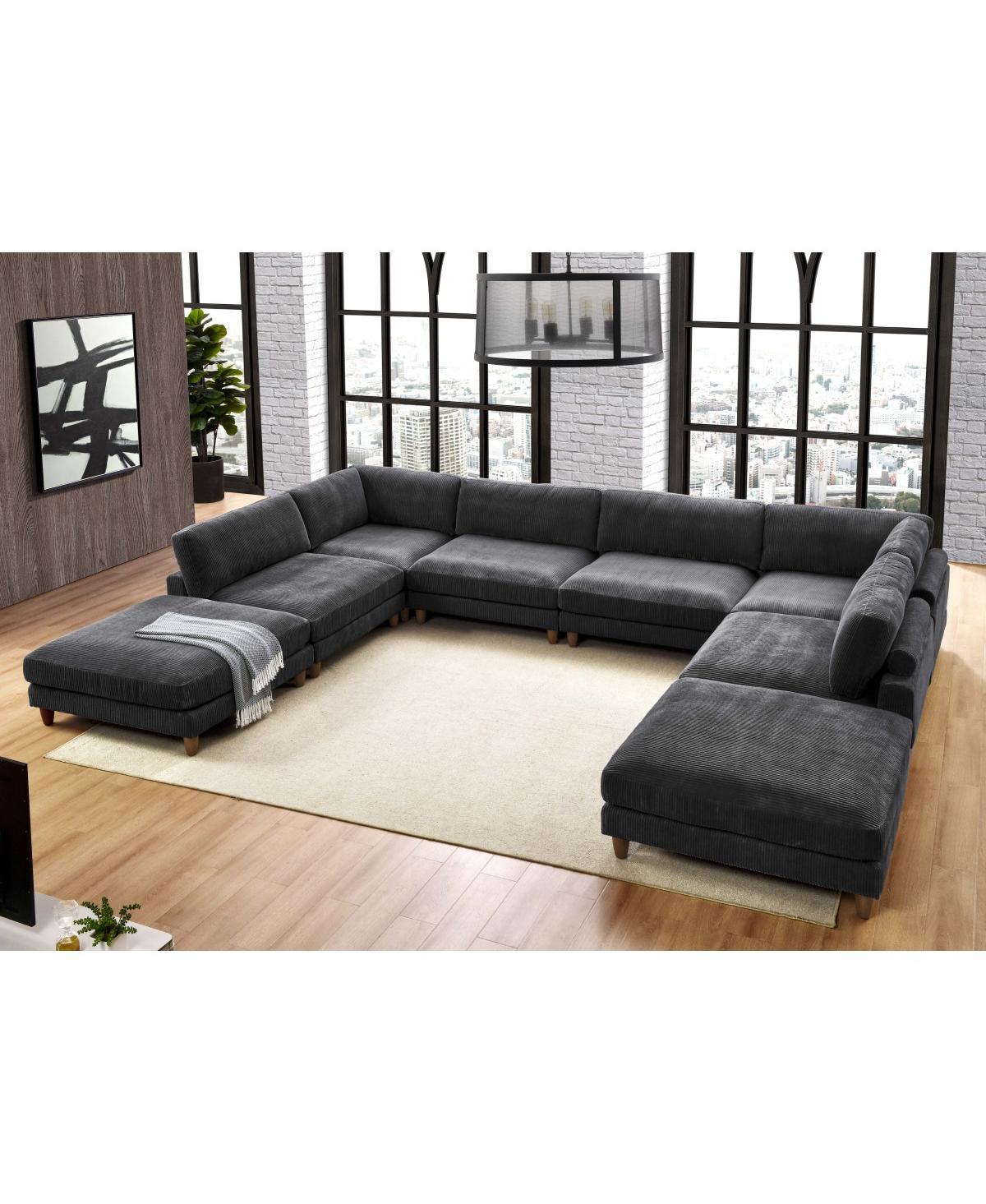 Streamdale Furniture Large Seating Corduroy Modular Sectional - Dark gray