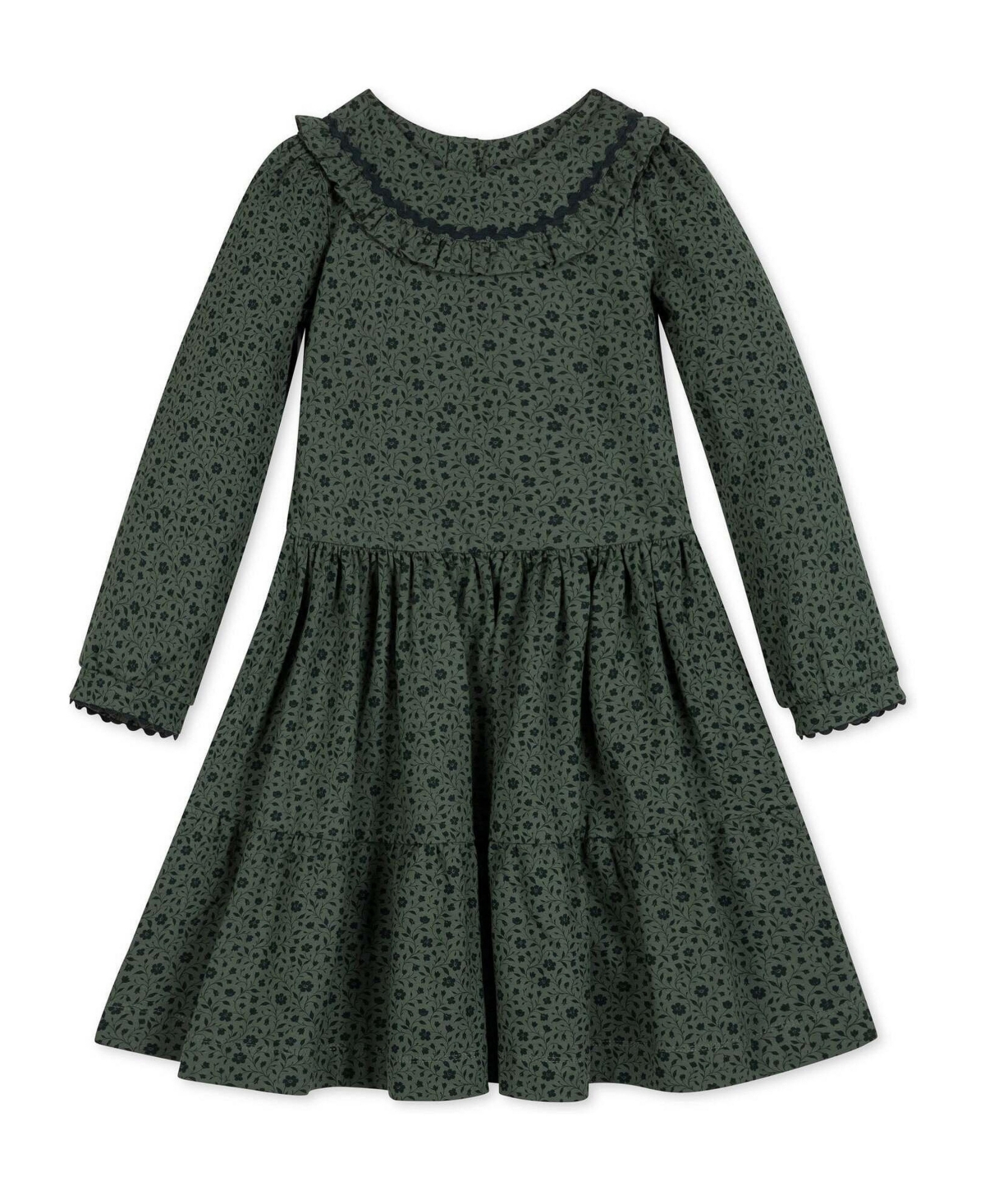 Hope & Henry Toddler Girls' 2T-5T Fit & Flare Puffed-Sleeve Knit Dress - Timeless green floral