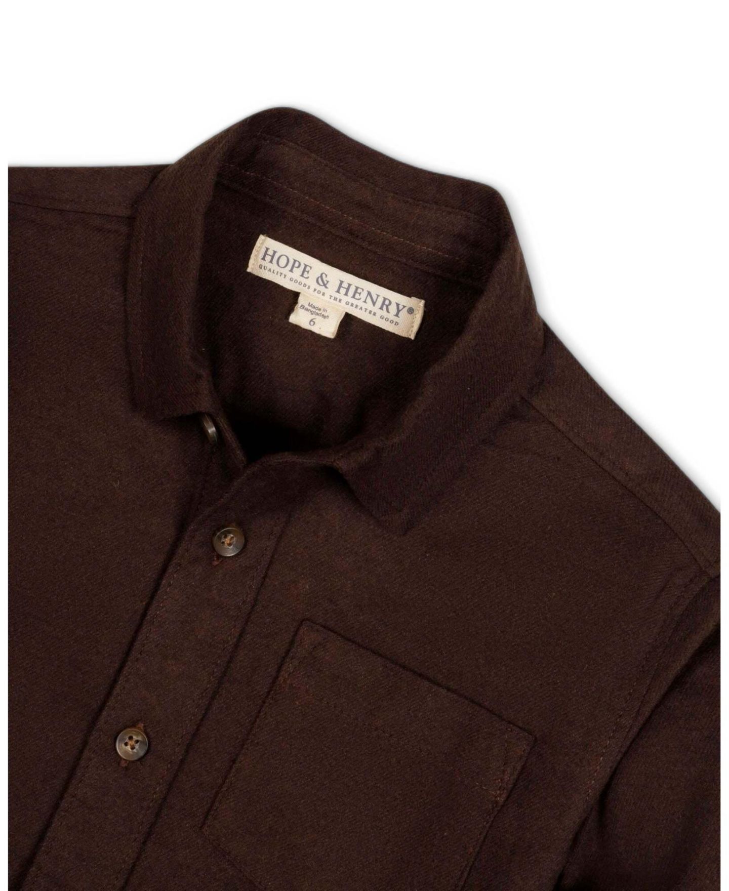 Рубашка Hope & Henry Organic Cotton Flannel Long Sleeve Button-Down Shirt для мальчиков, цвет: Шоколадный меланжевый — фото 2