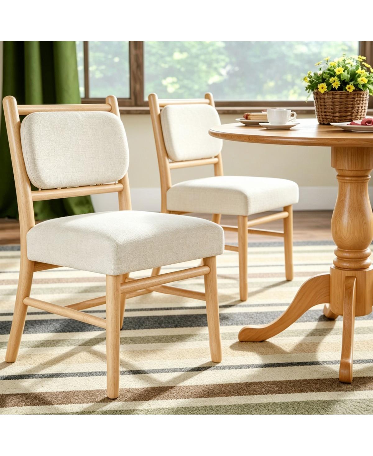 Maison Boucle Set of 2 Boucle Upholstered Solid Wood Legs Armless Dining Chairs - Oak
