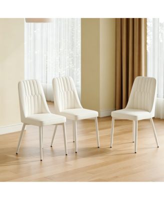 Cream-Style Dining Chairs with Metal Legs, Set of 3