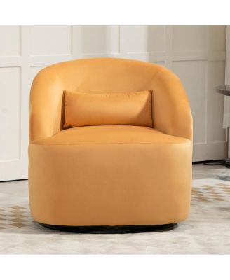 Velvet 360 Degree Swivel Barrel Accent Chair, Fully Assembled