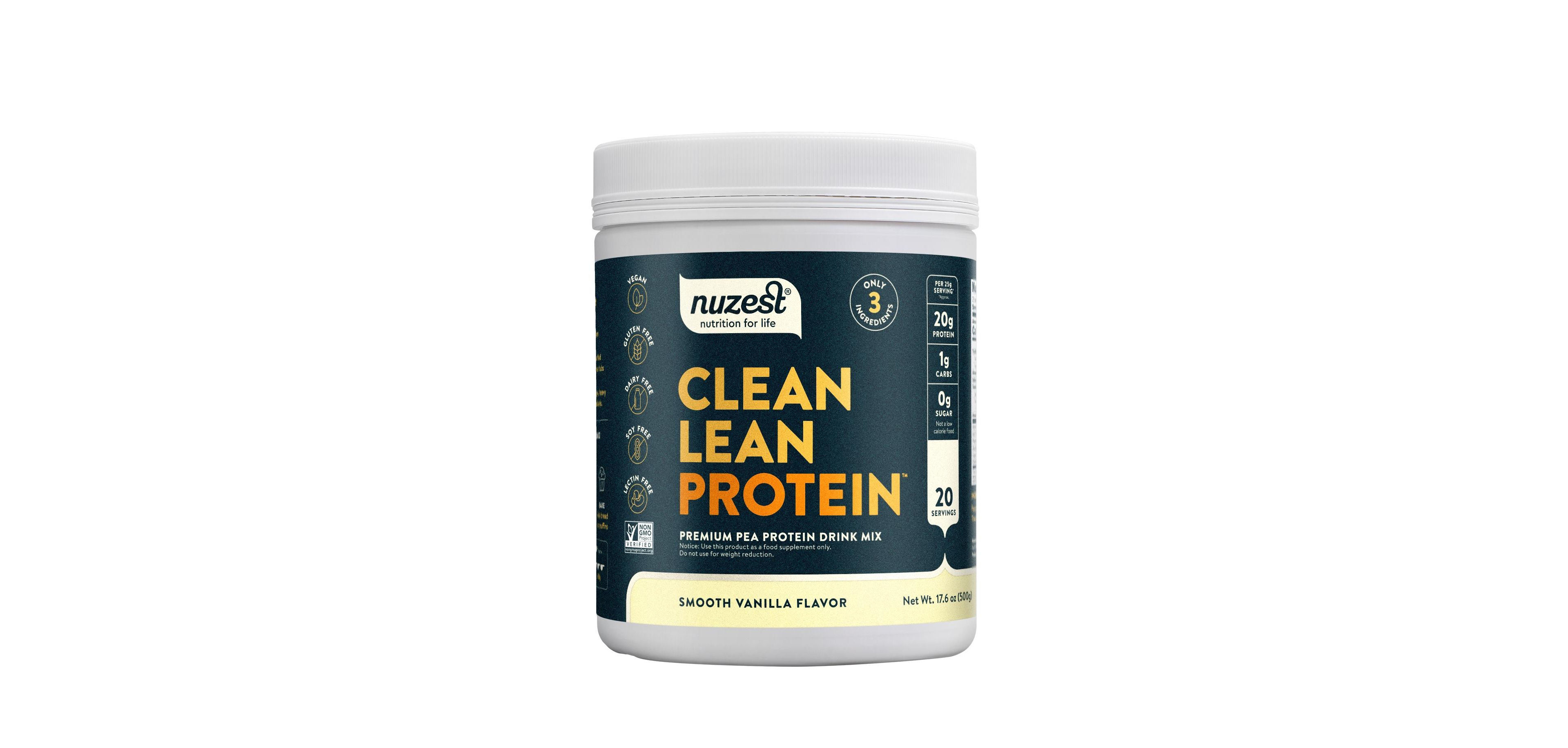 Nuzest Clean Lean Protein Pea Protein Powder, Smooth Vanilla, 20 Servings with 20g Protein, 1.1lb