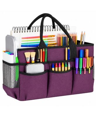 Large Art Supply Storage Tote Bag with Mesh Pockets Organizer