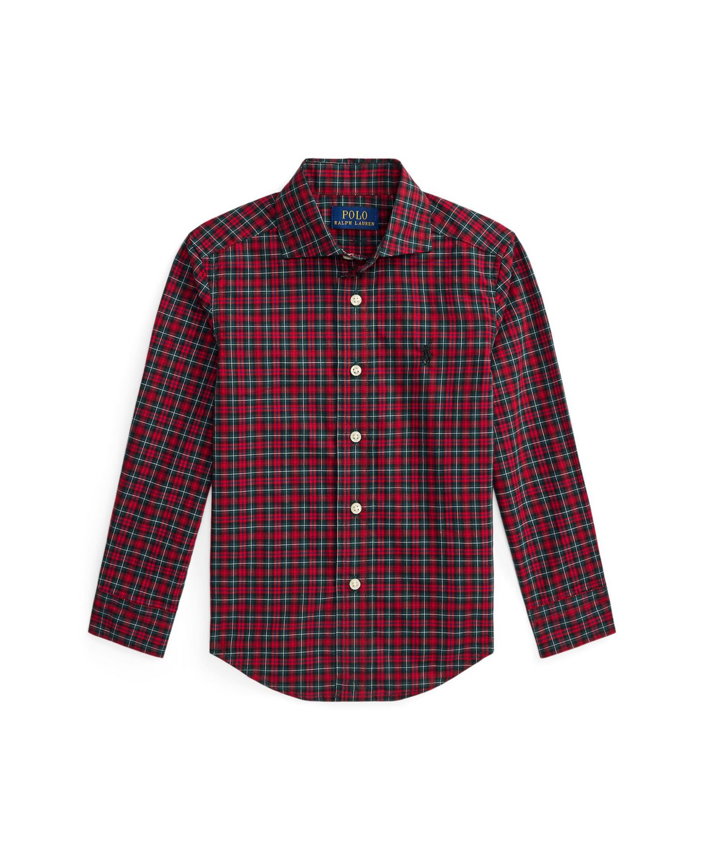 Рубашка Polo Ralph Lauren Plaid Cotton Poplin Shirt для мальчиков, цвет: Красный — фото 4