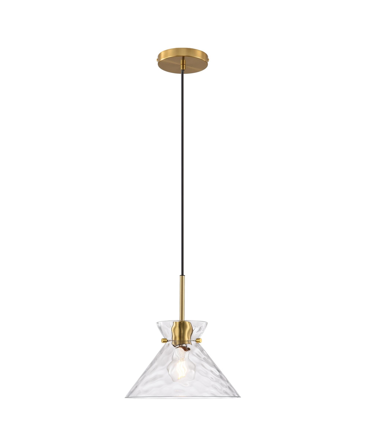 Parrot Uncle 9.8 Inch Modern Hammered Clear Glass 1 Light Pendant Light with Adjustable Cord for Kitchen - Brass