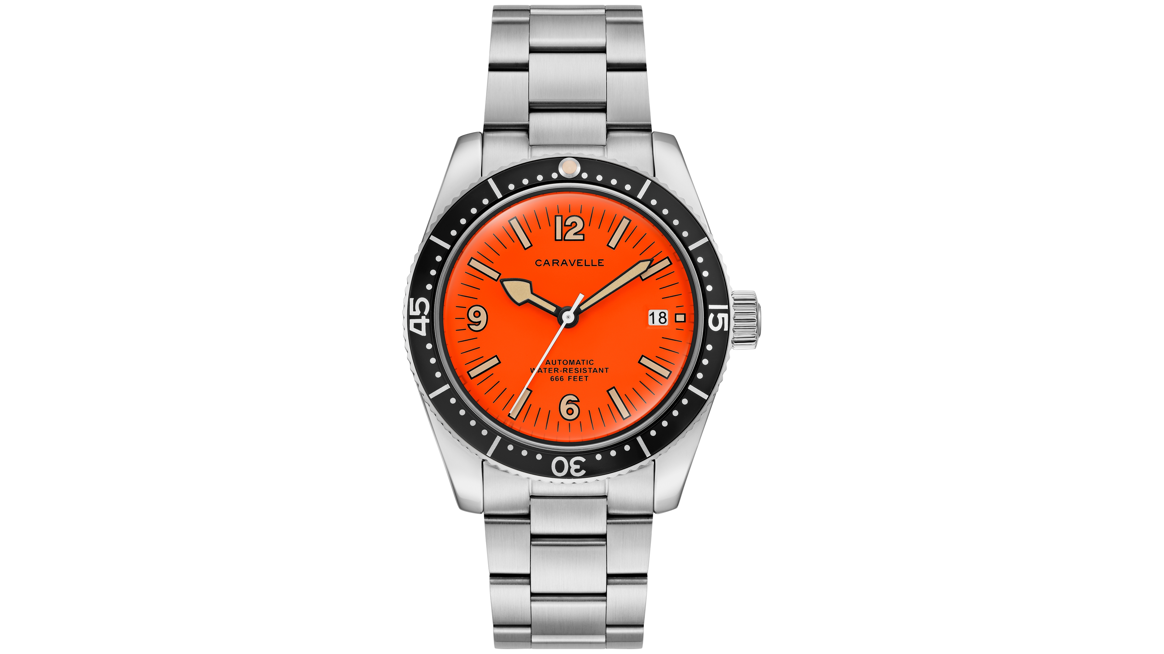 Caravelle Men's Automatic Sea Hunter Silver-Tone Stainless Steel Bracelet Watch 39mm