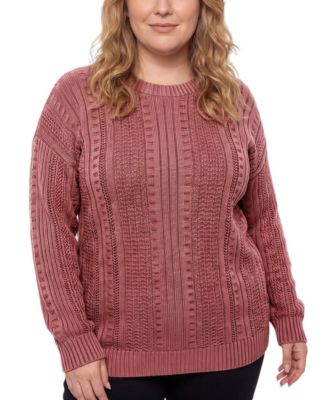 Plus Size Cropped Cable-Knit Pullover Sweater