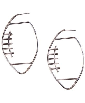 Silver-Tone Football Hoop Earrings