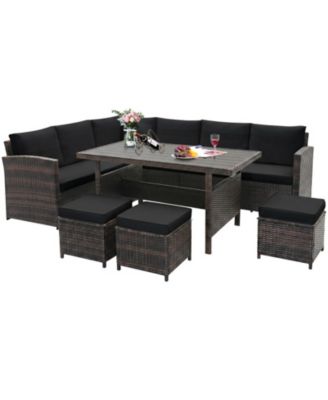 7-Piece Hand-Woven Wicker Cushioned Outdoor Patio Sofa Set