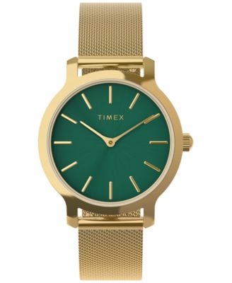 Women's Green Dial Transcend Gold-Tone Stainless Steel Watch 31mm