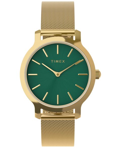 Женские часы Timex Green Dial Transcend Gold-Tone Stainless Steel 31mm