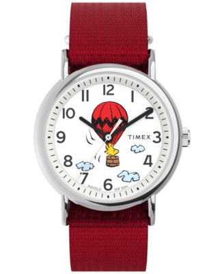 Peanuts Weekender Quartz Analog Red Fabric Watch 38mm