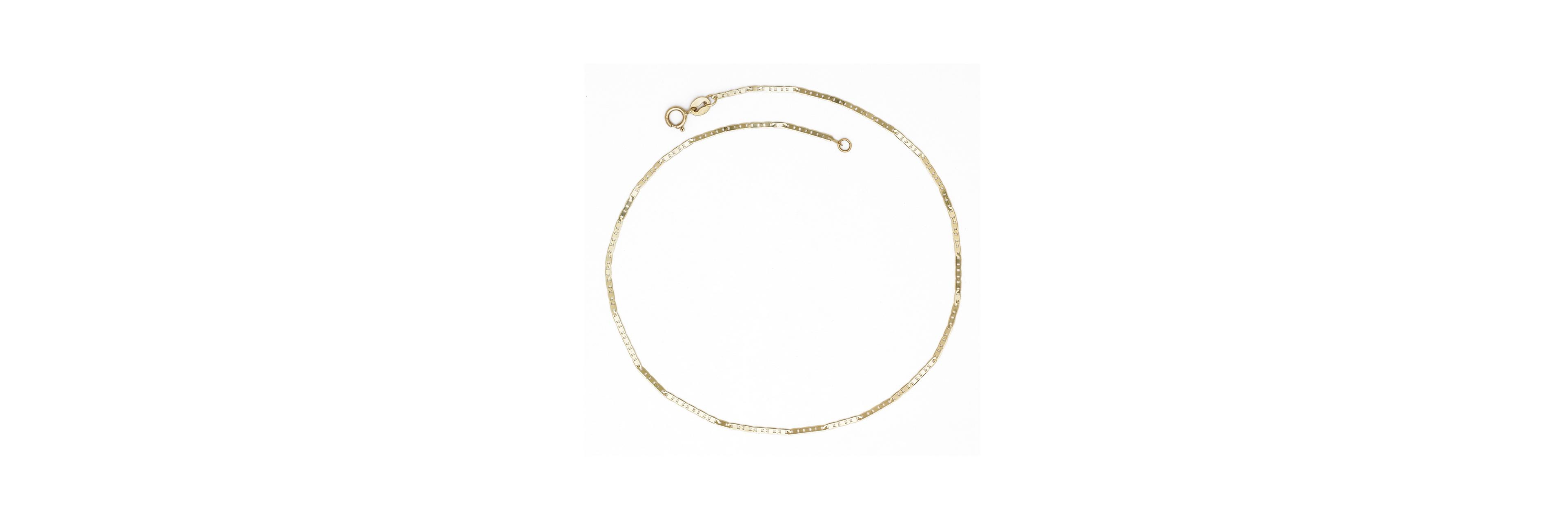 Curata Jewelry Solid 10K Gold 10 Inch 1.3mm Thin Flat Mariner Link Anklet