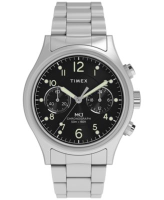 Men's Quartz Chronograph Silver-Tone Stainless Steel Watch 40mm
