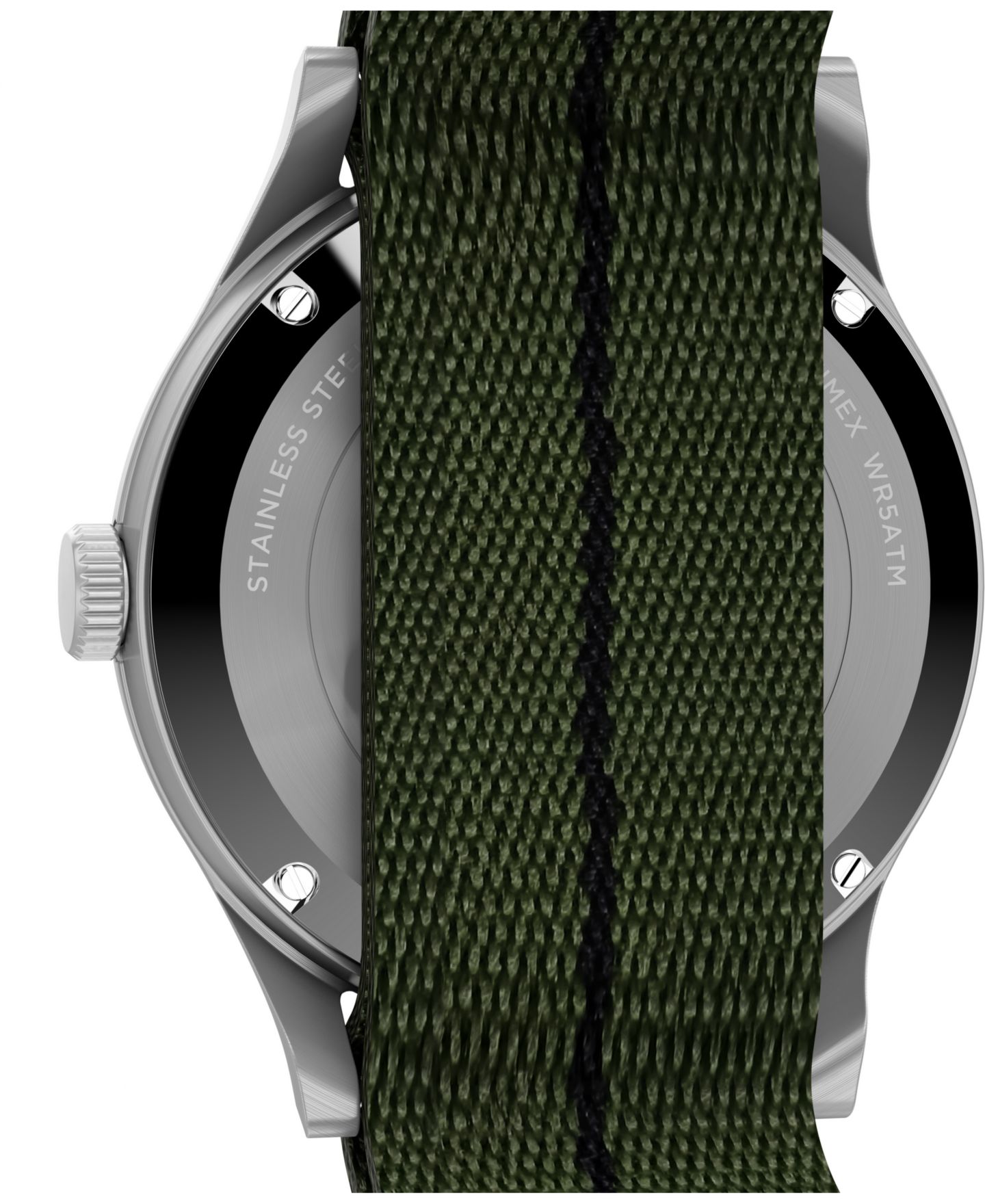 Мужские часы Timex Automatic Green Fabric Round Silver-Tone Stainless Steel 40mm — фото 4