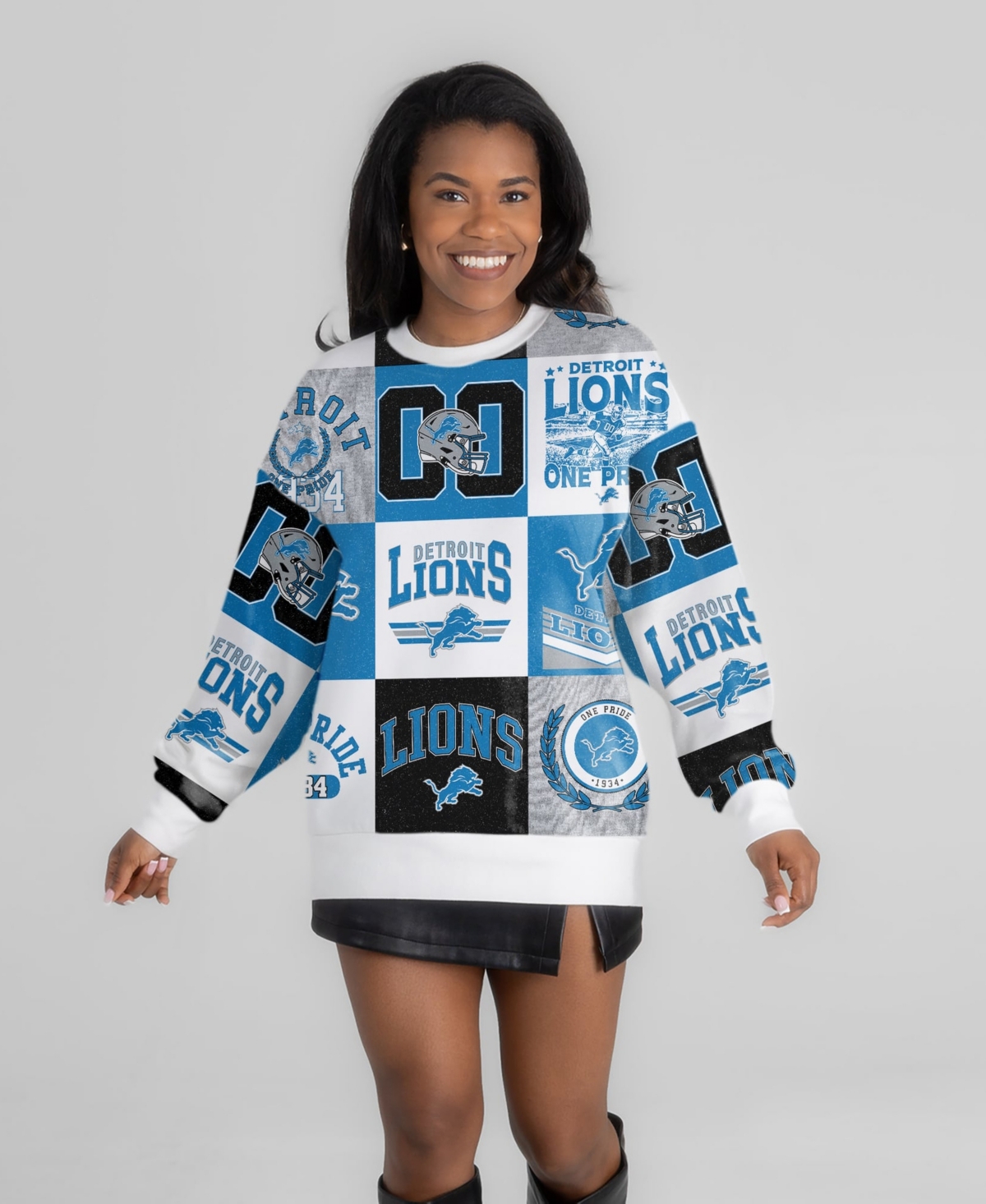 Gameday Couture Women's White Detroit Lions Highlight Reel Repeat Premium Fleece Sweatshirt