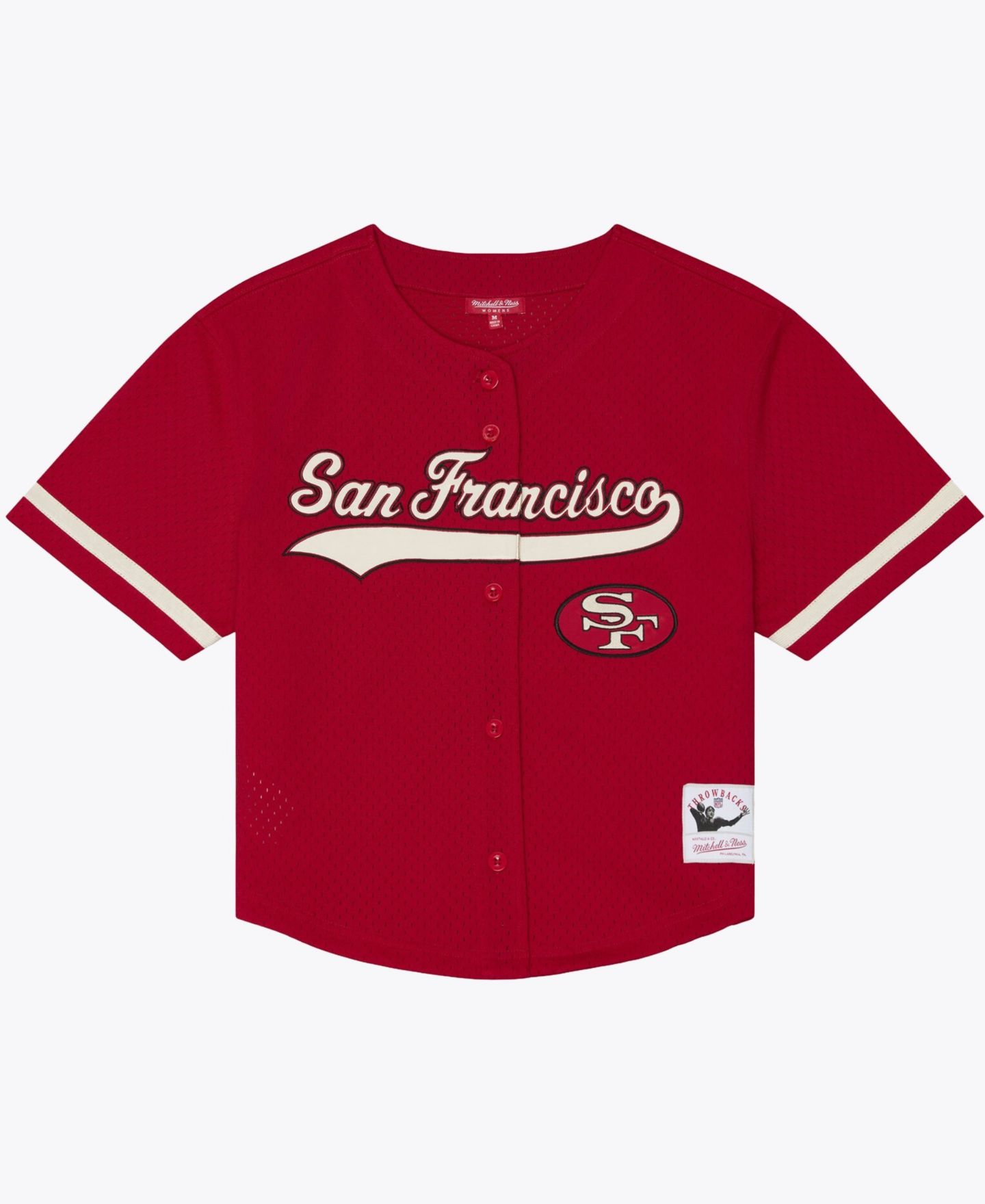 Женский топ Mitchell & Ness Scarlet San Francisco 49ers Retro Roots Baseball Jersey — фото 1