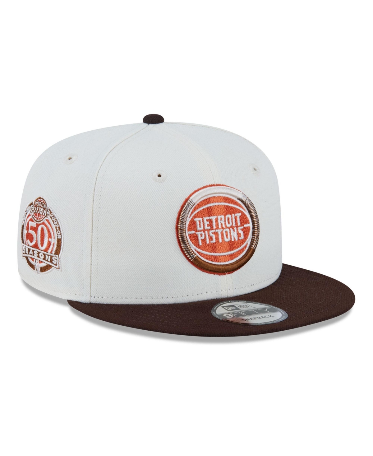 New Era Men's White Detroit Pistons Pumpkin Spice 9FIFTY Snapback Hat - White