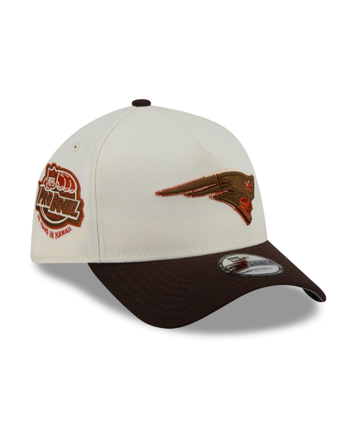 New Era Men's Cream/Brown New England Patriots Pumpkin Spice A-Frame 9FORTY Adjustable Hat - Cream, Brown