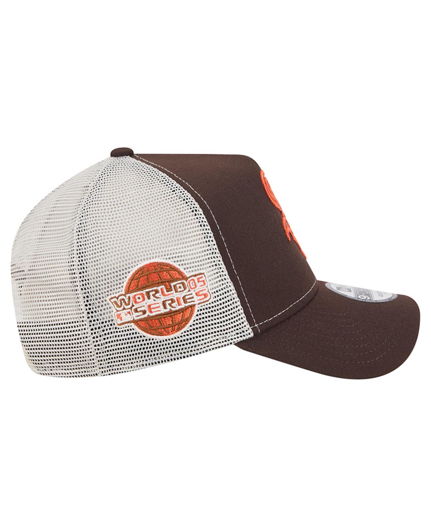 Мужская кепка New Era Brown Chicago White Sox Pumpkin Spice 9FORTY A-Frame Adjustable Trucker Hat — фото 5